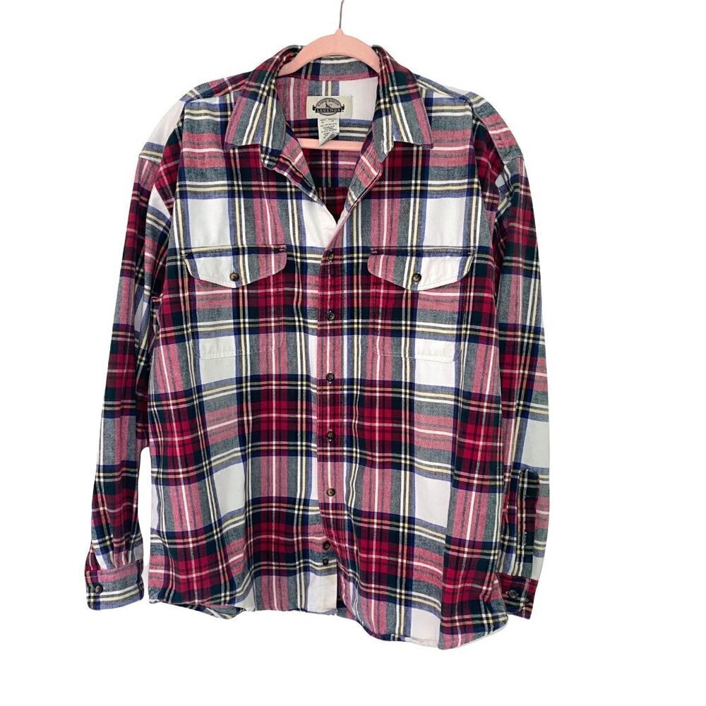 Eddie Bauer Legends Shirt Mens Size XL Plaid Flannel Cotton Button Front Pockets
